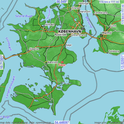 Topographic map of Faxe