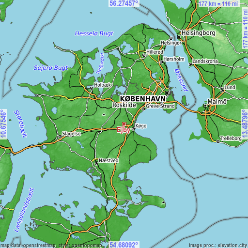 Topographic map of Ejby