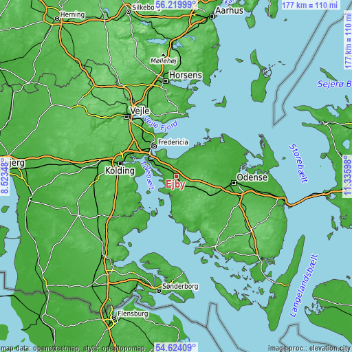 Topographic map of Ejby