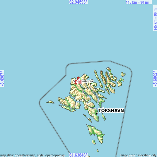Topographic map of Eiði
