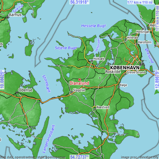 Topographic map of Dianalund