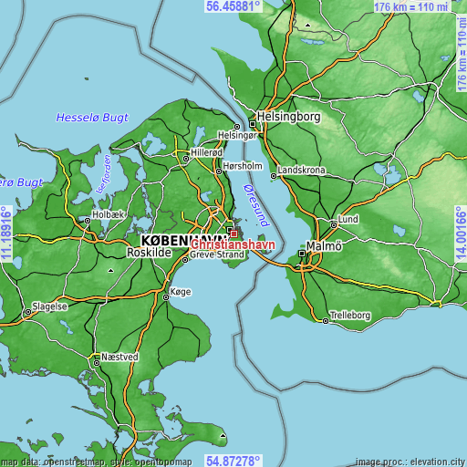 Topographic map of Christianshavn