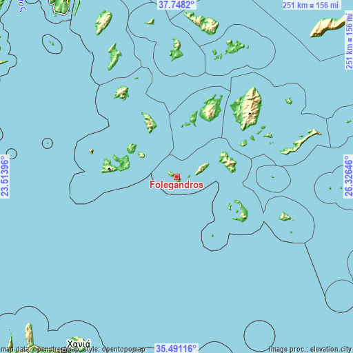 Topographic map of Folégandros