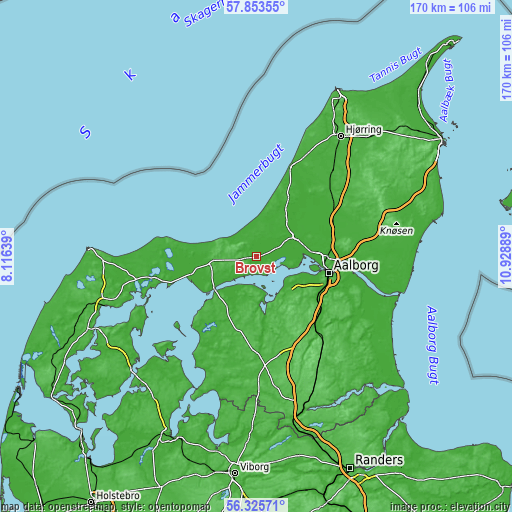 Topographic map of Brovst