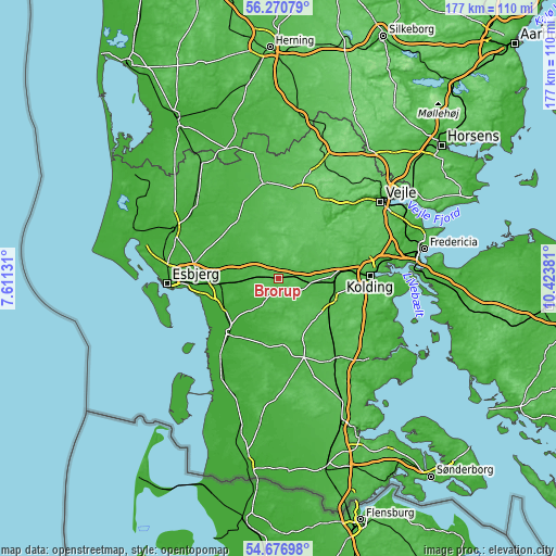 Topographic map of Brørup