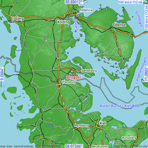 Topographic map of Broager