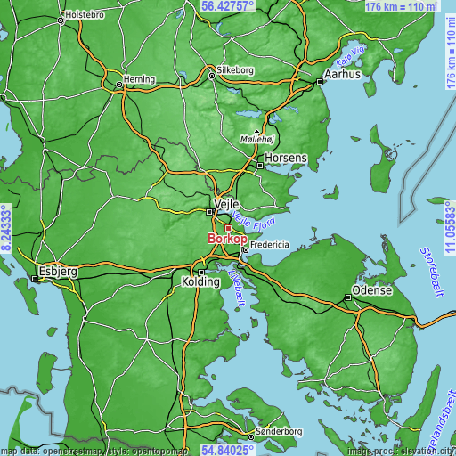 Topographic map of Børkop