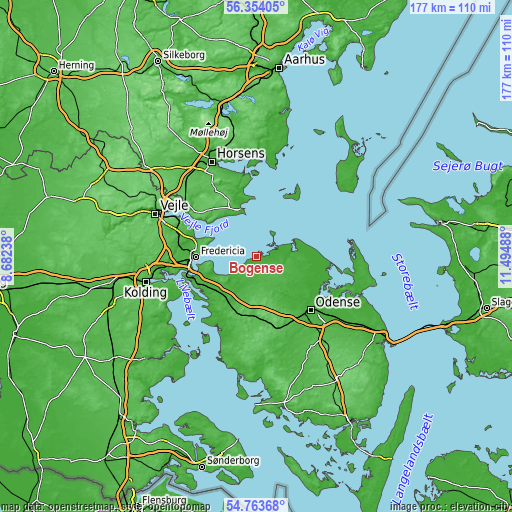 Topographic map of Bogense