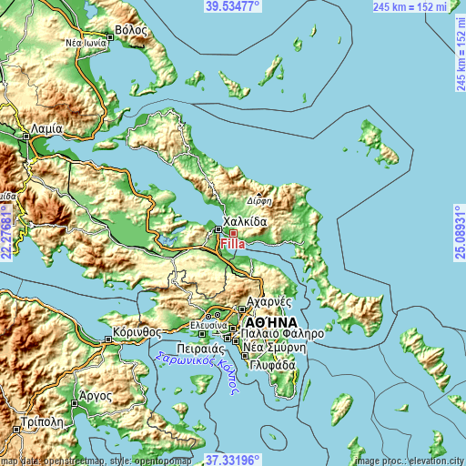 Topographic map of Fílla