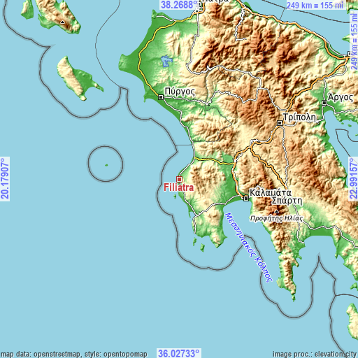 Topographic map of Filiatrá