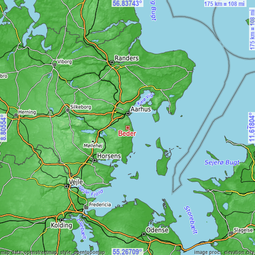 Topographic map of Beder