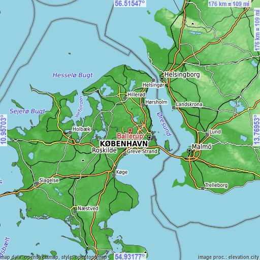 Topographic map of Ballerup