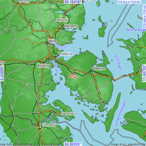 Topographic map of Årup
