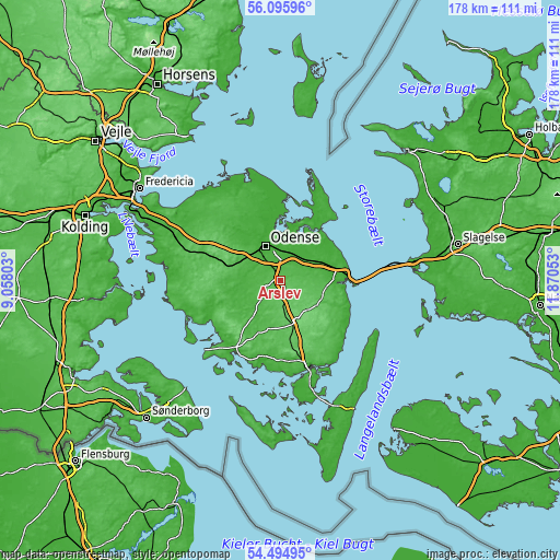 Topographic map of Årslev