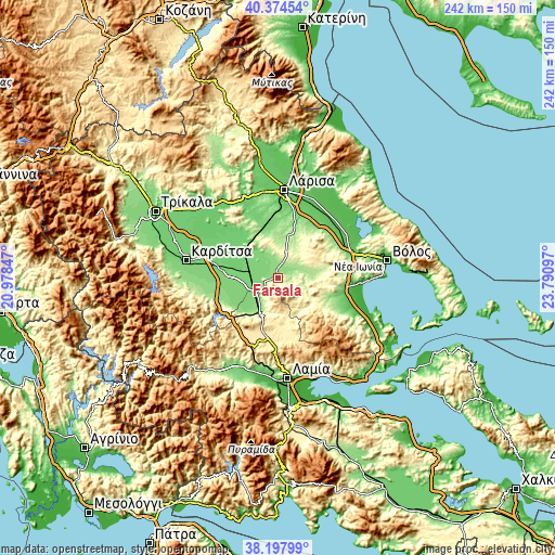 Topographic map of Fársala