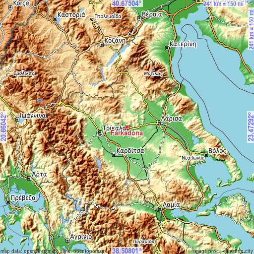 Topographic map of Farkadóna