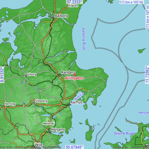 Topographic map of Allingåbro