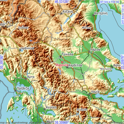 Topographic map of Magoúla