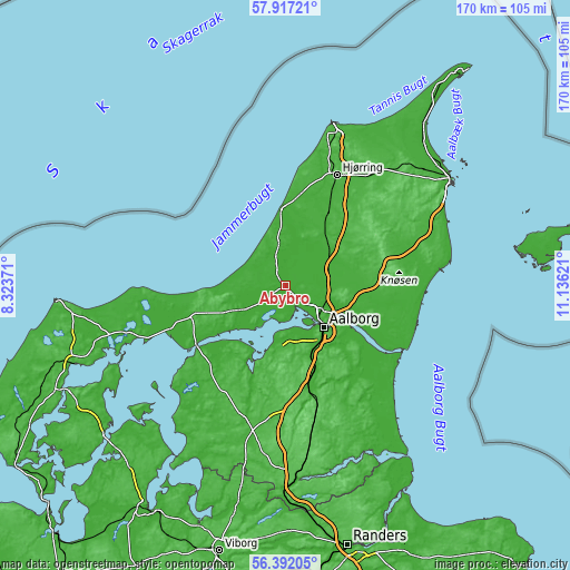 Topographic map of Åbybro