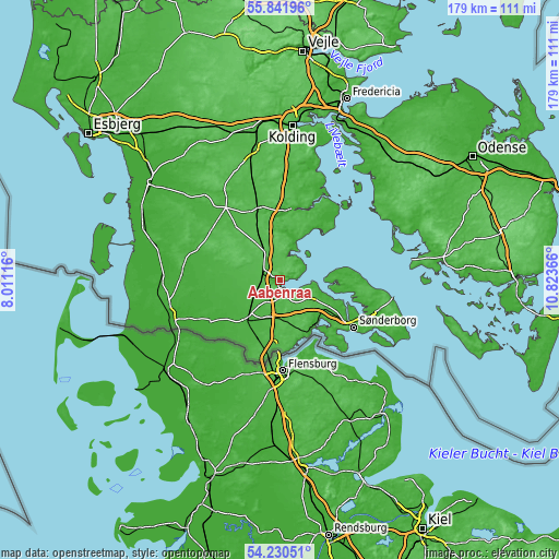 Topographic map of Aabenraa