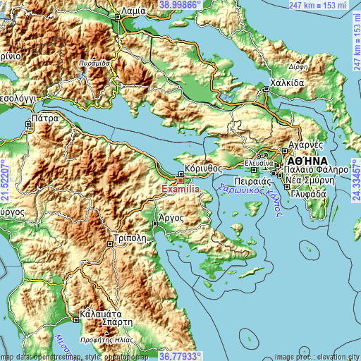 Topographic map of Examília
