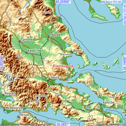 Topographic map of Evxinoúpolis