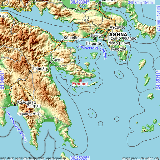 Topographic map of Ermióni