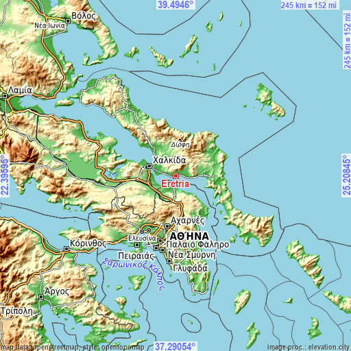 Topographic map of Erétria