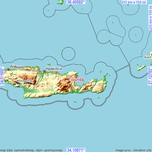 Topographic map of Eloúnda