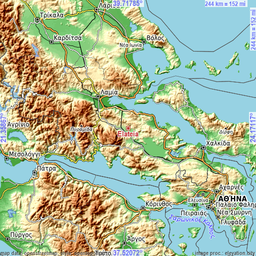 Topographic map of Eláteia