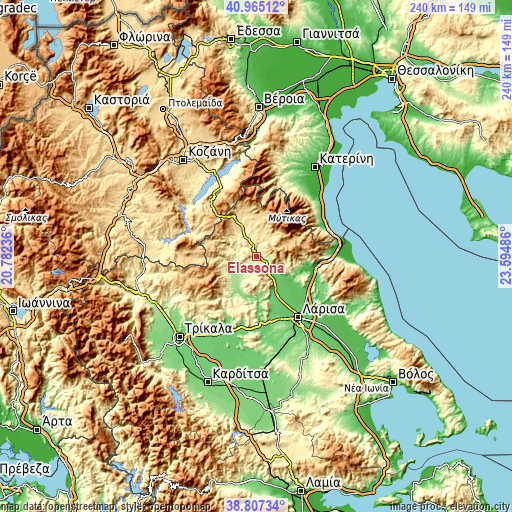 Topographic map of Elassóna