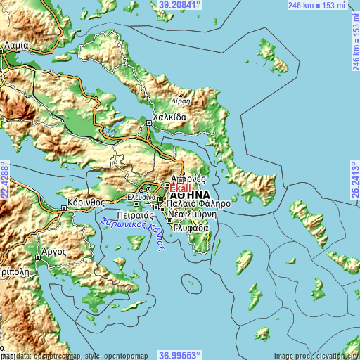 Topographic map of Ekáli