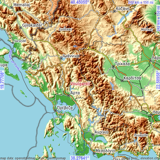 Topographic map of Voulgaréli