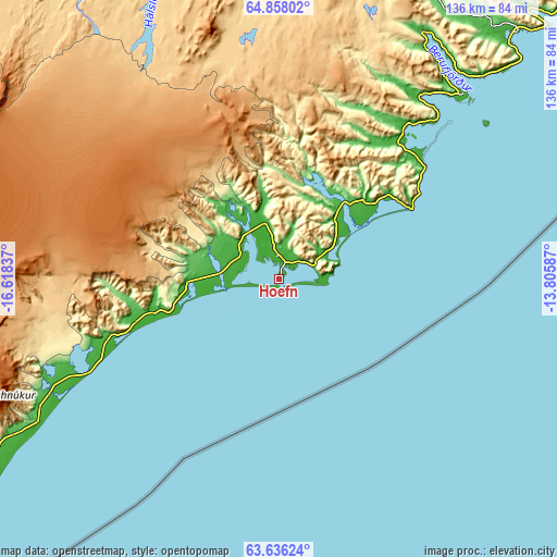 Topographic map of Höfn