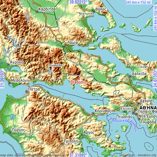 Topographic map of Dístomo