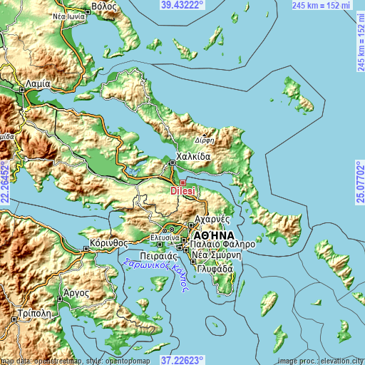 Topographic map of Dílesi