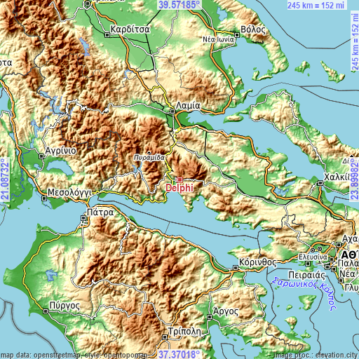 Topographic map of Delphi