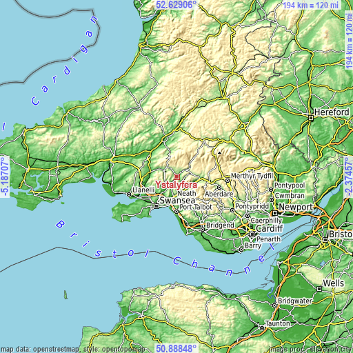 Topographic map of Ystalyfera