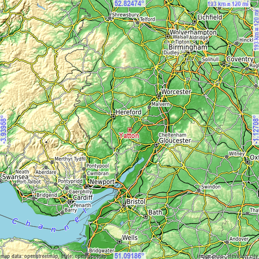 Topographic map of Yatton