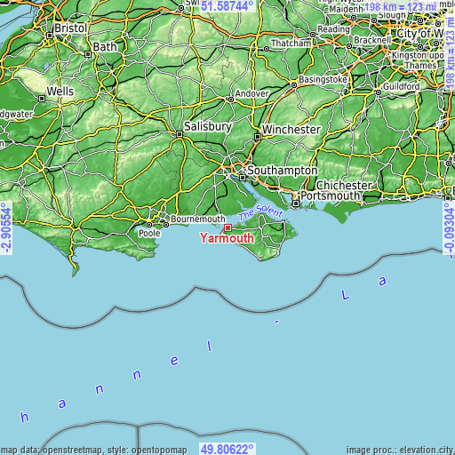 Topographic map of Yarmouth