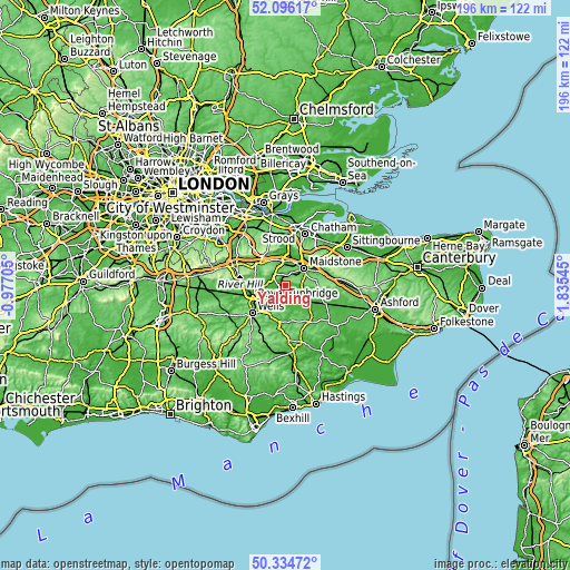 Topographic map of Yalding