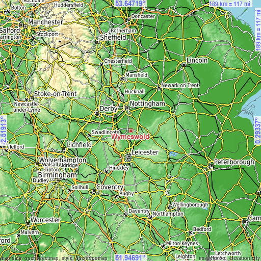 Topographic map of Wymeswold