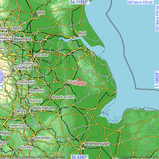 Topographic map of Wragby