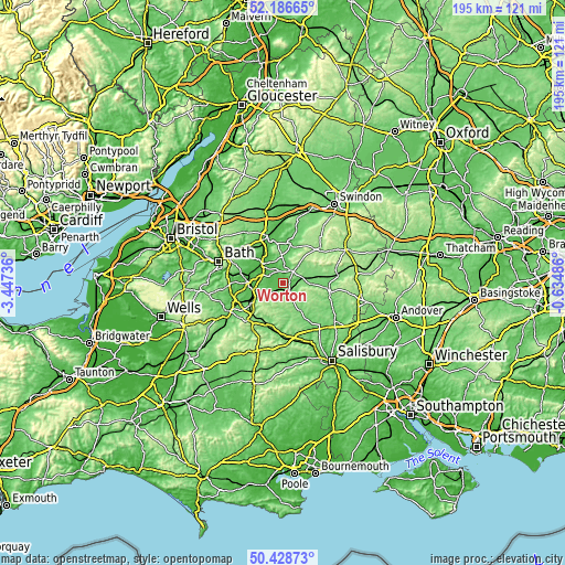 Topographic map of Worton