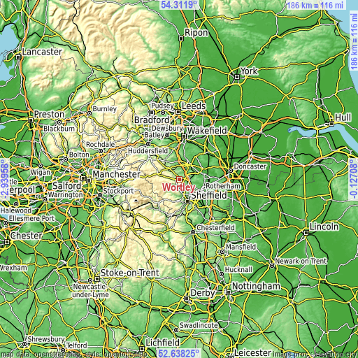 Topographic map of Wortley