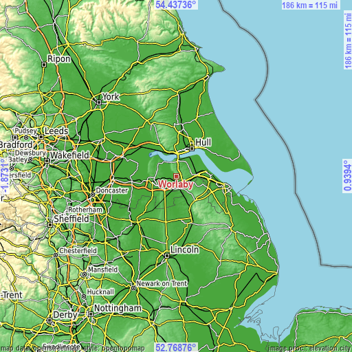 Topographic map of Worlaby