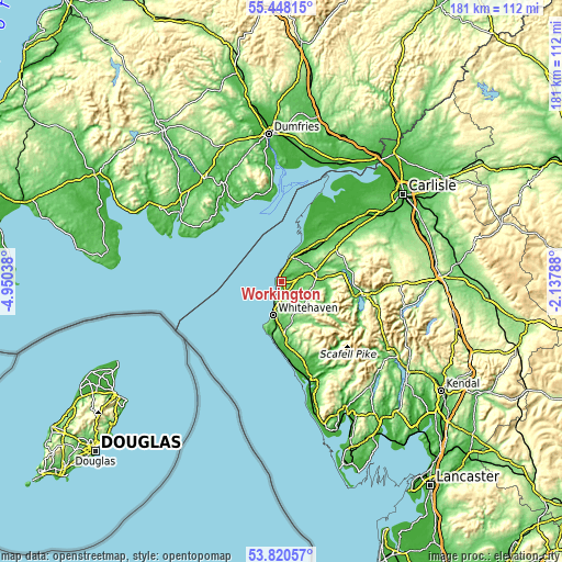 Topographic map of Workington