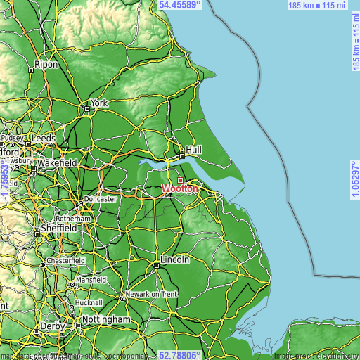 Topographic map of Wootton