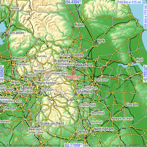 Topographic map of Woolley