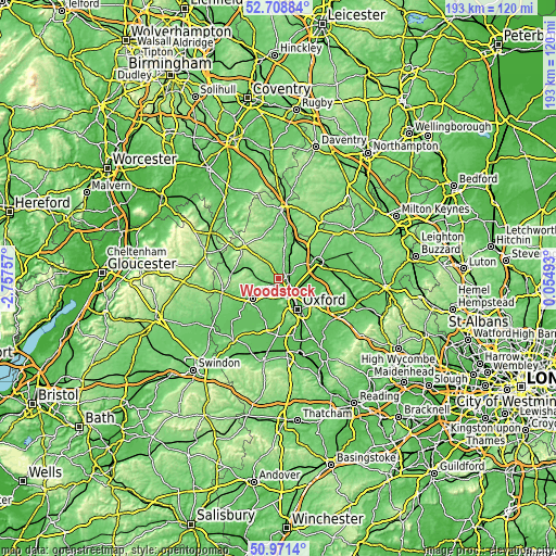 Topographic map of Woodstock